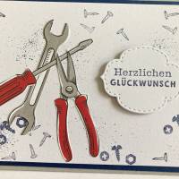 Glückwunschkarte Geburtstagskarte Vatertag Grußkarte 3D Handwerker Handgefertigt Werkzeug Bild 2