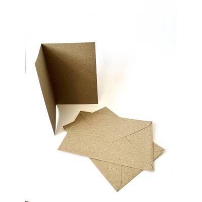 3 - 50 Stück Karten wahlweise mit Umschlag Klappkarten aus Kraftpapier braun