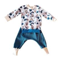 Baby Kombination  Set - Pumphose & Pullover - Größe 80 Löwenreise weiß blau Bild 1